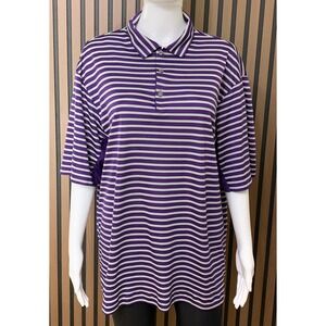 Nike Tiger Woods Platinum Men's Large Purple Striped Dri-FIT Golf Polo Shirt